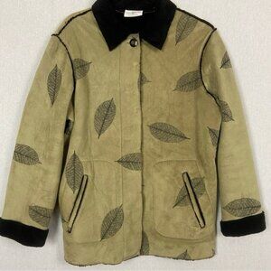 Robert Kitchen Leaf Suede Fleece lined Heavy Womens Coat Sz S